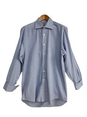 Harvie & Hudson Jermyn Street Blue Gingham French Cuff Dress Shirt Size 16/41